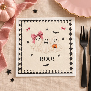 Mignons fantômes roses serviettes en papier pour f