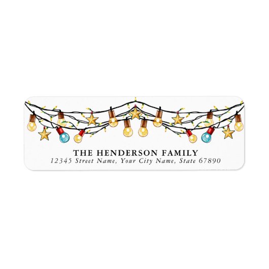 Mignons feux de Noël Retourner l'adresse Étiquette (Devant)