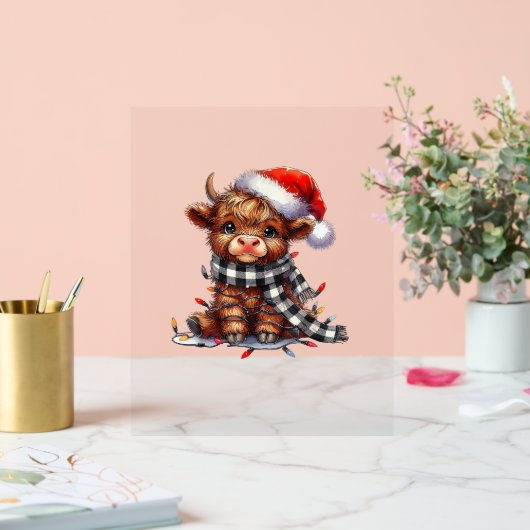 Mignons feux de Noël Vache Highland Funny Noël (Mariage)