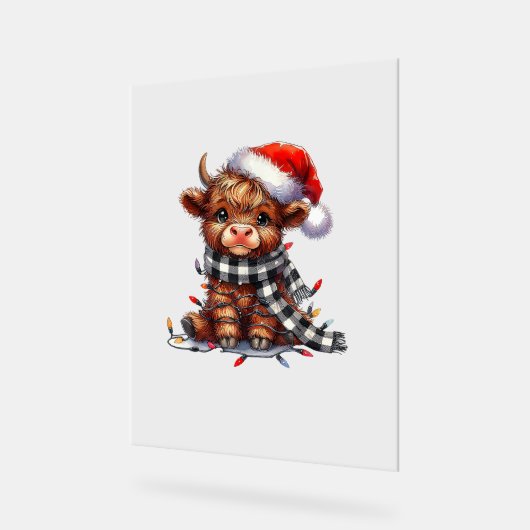 Mignons feux de Noël Vache Highland Funny Noël (Angle)