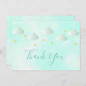 Mignons Gold Stars Clouds verts Script Merci (Devant / Derrière)