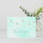 Mignons Gold Stars Clouds verts Script Merci (Debout devant)