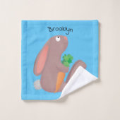 Mignons lapin lapin lapin assis avec dessin de car (Gant de toilette)