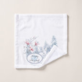 Mignons lapins blancs en vacances d'hiver neige (Gant de toilette)