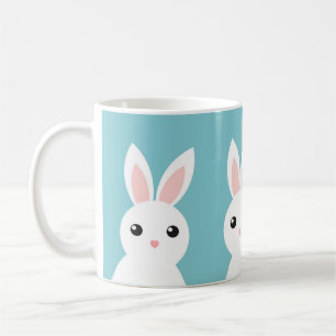 Mignons lapins sur Mug arrière - plan bleu