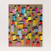 Mignons maisons blanches aquarelle puzzle (Vertical)