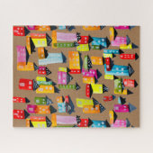 Mignons maisons blanches aquarelle puzzle (Horizontal)