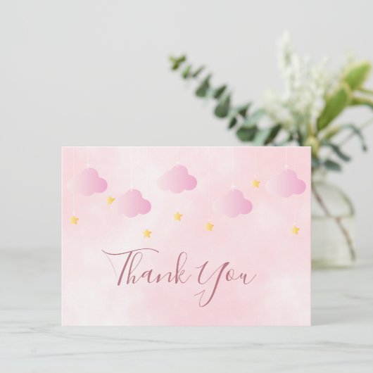 Mignons nuages rose Or étoiles Merci (Debout devant)