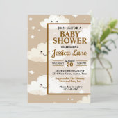 Mignons nuages souriants Invitation Baby shower (Debout devant)
