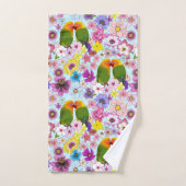 Mignons Oiseaux Amoureux Fleurs Tropicales Oiseau (Serviette à main)