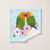 Mignons Oiseaux Amoureux Fleurs Tropicales Oiseau (Gant de toilette)