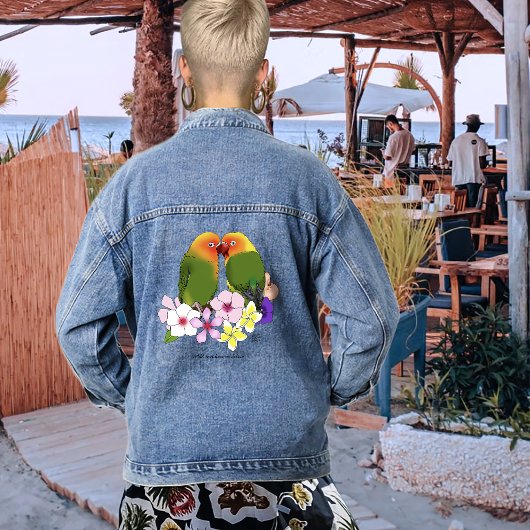 Mignons Oiseaux Amoureux Fleurs Tropicales Oiseau