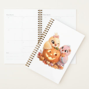 Mignons Oiseaux Halloween Citrouille Art Automnal
