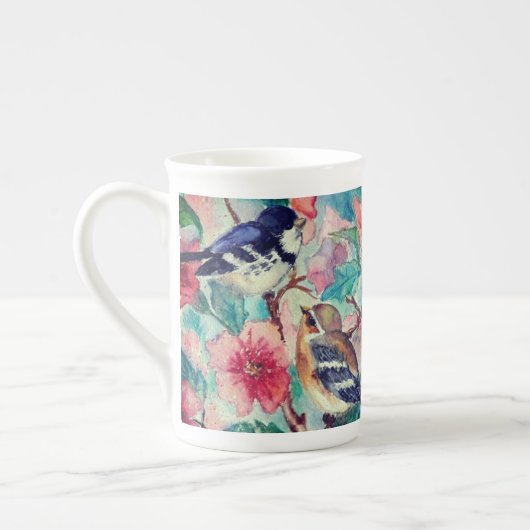 Mignons Oiseaux os Chine Mug (Gauche)