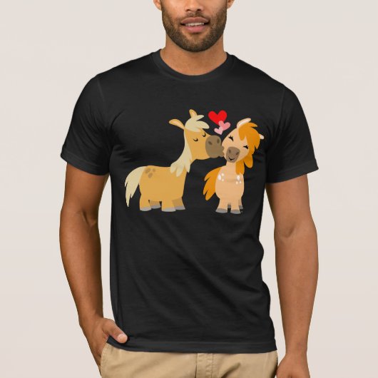 Mignons Ponies en Cartoon dans T-shirt Amour (Devant)