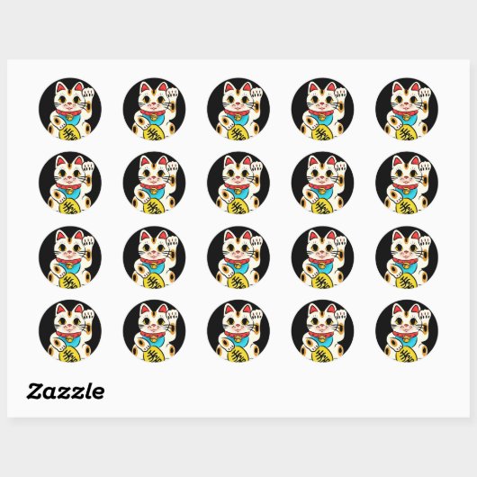Mignons stickers japonais - chat chanceux (Feuille)