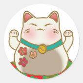 Mignons stickers japonais - chat chanceux (Devant)