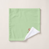 Mignons trois singes et monogramme doré sur fond v (Gant de toilette)