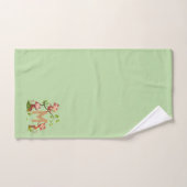Mignons trois singes et monogramme doré sur fond v (Serviette à main)