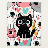 Mignons visages de chat Kawaii et cœurs fantaisist (Devant)