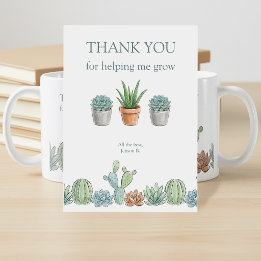 Mij helpen groeien waterverf succulent leraar bedankkaart