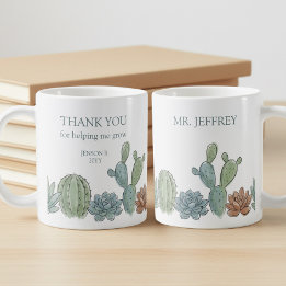 Mij helpen groeien Waterverf Succulent Leraar Koffiemok