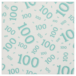 Mijlpaal 100 aantalpatroon Blauwgroen/wit Stof