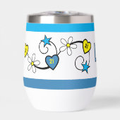 Mijlpaal 21e verjaardag initialen blauw geel (Voorkant)