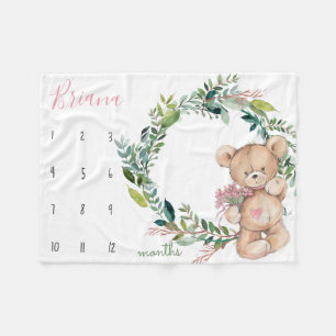 Mijlpaal groei tracker - Teddy beer Fleece Deken