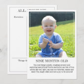 Mijlpaal Keepomwille Kaart: Negen maanden oud Aankondiging (Voorkant / Achterkant)