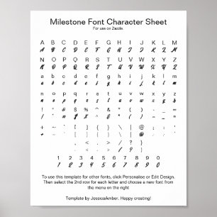 Mijlpaal Lettertype Karakter Blad voor Zazzle Poster