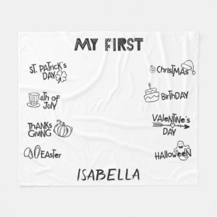 Mijlpaal mijn eerste Vakantie modern schattig baby Fleece Deken