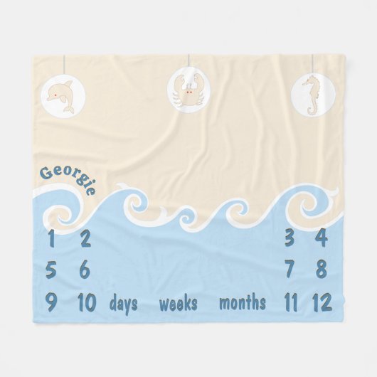 Mijlpaal Ocean Mobile Baby Fleece Deken (Voorkant (Horizontaal))
