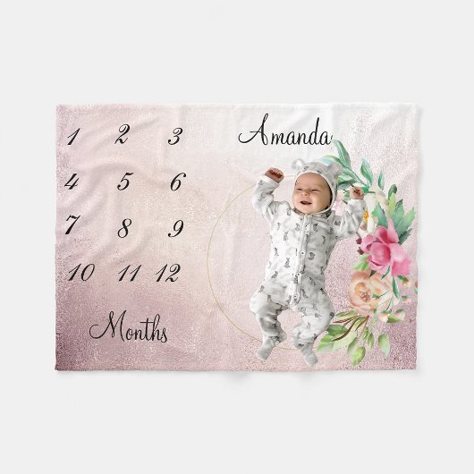 Mijlpaal Roos Goud Vervaagd Baby Keepsake Fleece Deken
