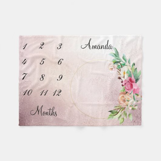 Mijlpaal Roos Goud Vervaagd Baby Keepsake Fleece Deken (Voorkant (Horizontaal))