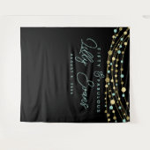 mijlpaal verjaardagsbanner blauwgroen en goud 50e wandkleed (Voorkant (horizontaal))