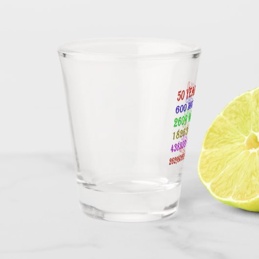 Mijlpalen van 50e verjaardag shot glas (Links)