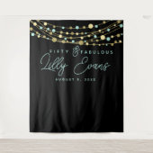 mijlpalen verjaardagsfeest banner turquoise en gou wandkleed (Voorkant)