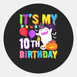 Mijn 10e Verjaardag Gifts Ghost Pumpkin Halloween  Ronde Sticker