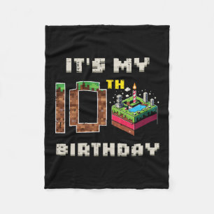 Mijn 10e verjaardag Pixel Game 10 Taart Gamer Jong Fleece Deken