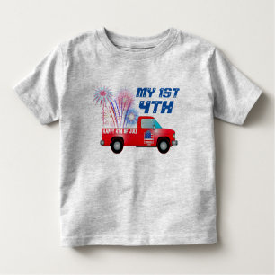 MIJN 1E 4e juli Red White Blue Fireworks Truck Kinder Shirts