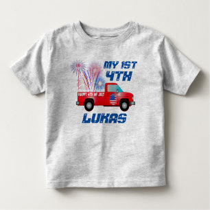 MIJN 1E 4e juli Red White Blue Fireworks Truck Kinder Shirts