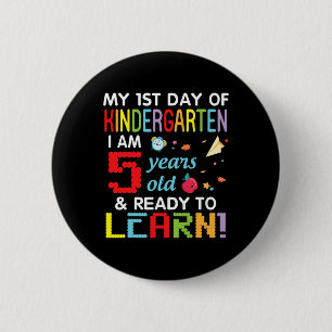 Mijn 1e dag van de kleuterschool Ik ben 5 jaar oud Ronde Button 5,7 Cm