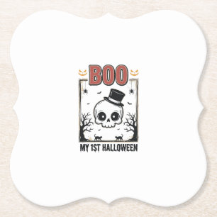 Mijn 1e Halloween Baby Schedel Vintage Gravure Shi Kartonnen Onderzetters