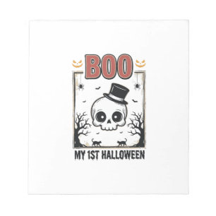 Mijn 1e Halloween Baby Schedel Vintage Gravure Shi Notitieblok