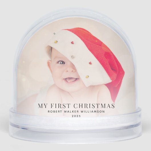 Mijn 1e Kerst Baby Foto's Aangepast Sneeuwbol (Voorkant)