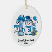 Mijn 1e kerst sneeuwpop – Custom Keramisch Ornament (Rechts)