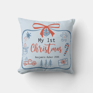Mijn 1e Kerstbaby Jongen Gepersonaliseerd Kussen