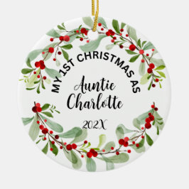 Mijn 1e Kerstmis als tante, foto, gepersonaliseerd Keramisch Ornament