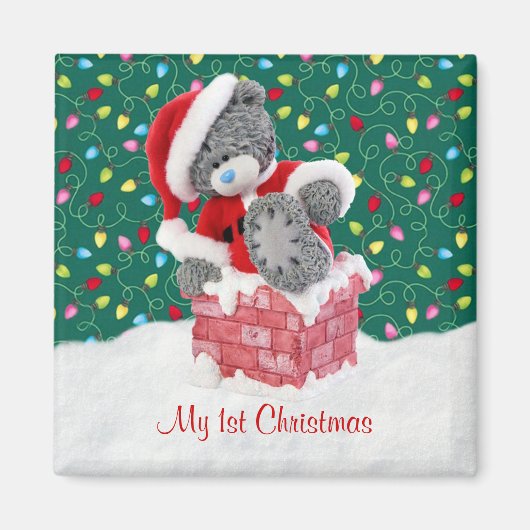 Mijn 1e Kerstmis - Santa Teddy Bear Magnet Magneet (Voorkant)